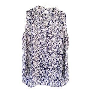 Beautiful Cabi Blue and White Flowy Lightweight Tunic Top Perfect for Summer!